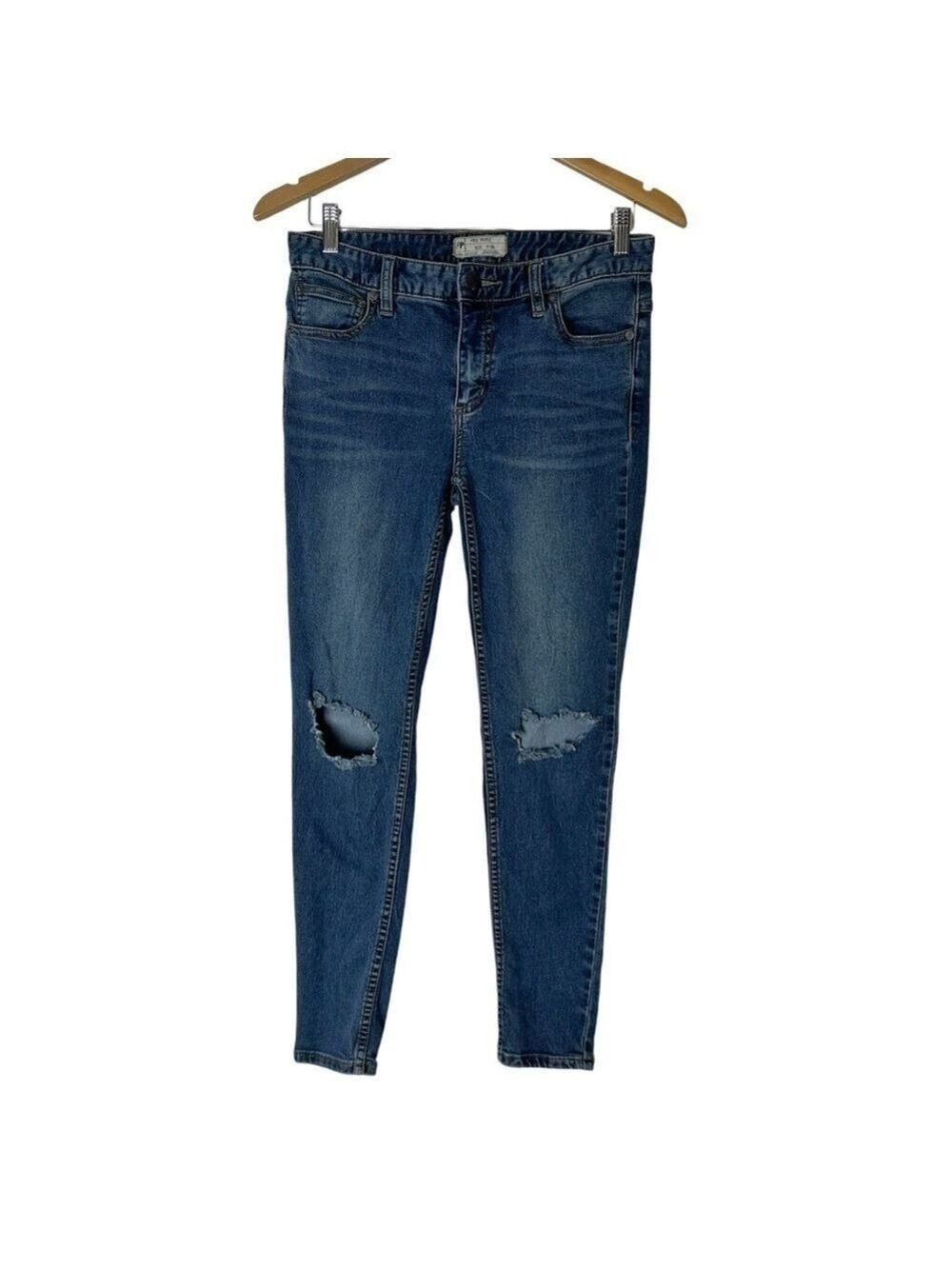 Free People Womens Skinny Jeans Size 28 Medium Wash Distressed Stretch Classic